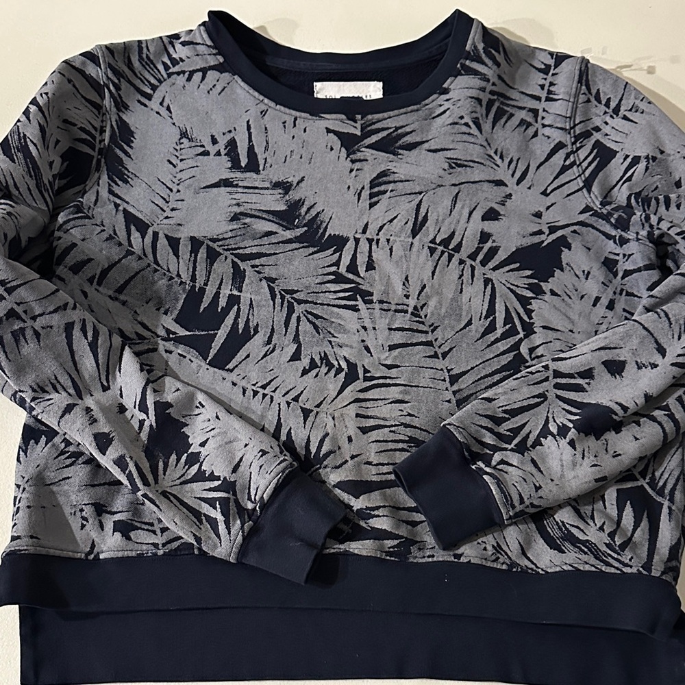 Sol Angeles Navy and Gray Leaf Pattern Sweater